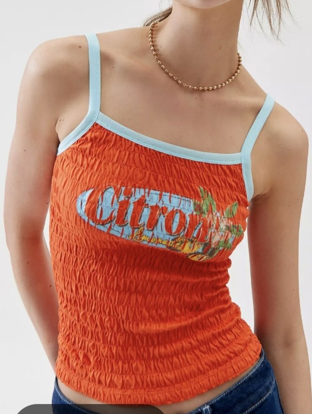 NWT Urban Outfitters Smocked Fruit Print Tank Top